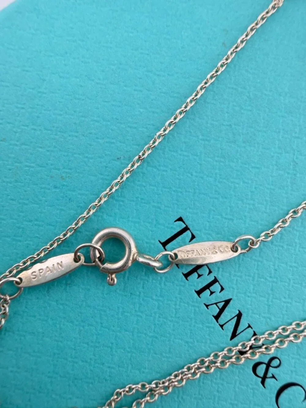 Tiffany & Co. Elsa Peretti Black Jade Bean Necklace Sterling Silver 20mm 20in